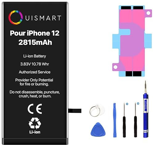 OUISMART® KIT Batterie pour IPHONE (avec Kit Outils + Adhésif, iPhone 12)