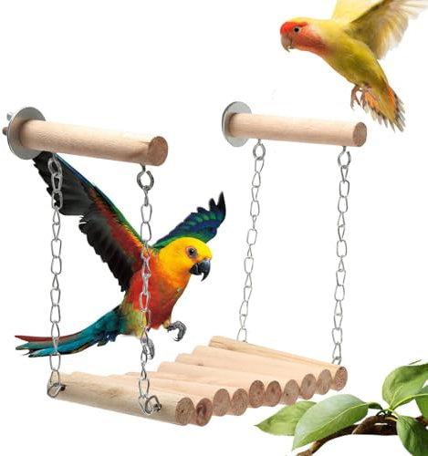 Idezek Vogelschaukel | aus Naturholz für Sittiche | Vogelschaukeln für kleine Vögel, Vogelspielzeug für Sittiche, Sittichspielzeug für Käfige für Sittiche, Nymphensittiche, Finken