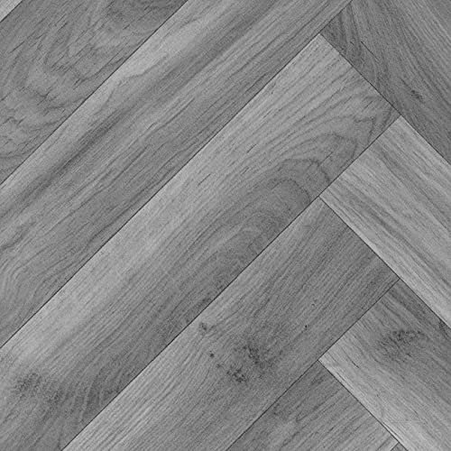 Grey Herringbone Pattern Wood Effect Anti-Slip Vinyl Flooring For LivingRoom, Kitchen, 2mm Thick Cushion Backed Vinyl Sheet, Waterproof Lino Flooring-8m(26'3) X 4m(13'1)-32m²