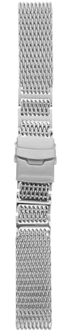 VALICLUD Edelstahl Uhrenarmband 22Mm Haifischnetz Design Armband Edelstahl Herren Silber Ersatzarmband Für Uhr Passend Für Die Meisten Uhren Für Alltag Und Freizeit