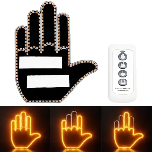 Car Finger Light Funny Gesture Light for Car Back Window Led Sign Light with Remote Control,Car Finger Lamp,Car Back Window LED Sign Light with Remote for Men & Women(orange,Size:5.91 x 4.33inch)