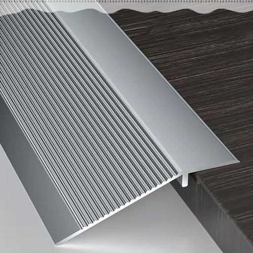 Boden Übergangsprofil Alu Anpassungsprofil, Rutschfester Übergangsschiene Höhenausgleich 1-4cm, Bodenprofil Böden Überbrücken Die Lücke (Size : Iron gray)