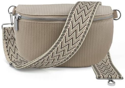 Artvall - Umhängetasche Cord Tasche Handtasche weiche Cordtasche Bauchtasche Klein mit Schultergurt Design Taschenband abnehmbar verstellbares Riemen Crossbody Bag Hüfttasche Damen mit Reißverschluss