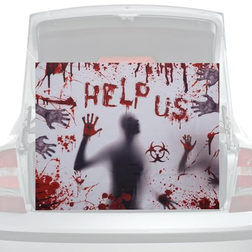 Decoraciones de Halloween para maletero de coche golosina, pancarta de terror para maletero de coche, decoración de coche al aire libre suministros de fiesta SUV
