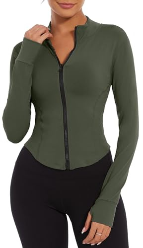 Yutdeng Chaqueta Yoga Mujer Chaqueta Deportiva Mujer Chaqueta de Running Mujer Chaqueta Entrenamiento Camiseta Fitness Chaqueta Deporte Mujer Sudadera Correr Ropa Top con Agujeros para los Pulgares