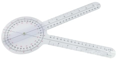 Goniometro per uso ortopedico, trasparente, ortopedico di grandi dimensioni, a 360 gradi, per misurazione del corpo, goniometro ad angolo rapido, strumento di misurazione