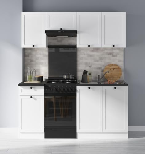 BLACK RED WHITE Küchen-Set Junona Line 170 cm mit Arbeitsplatte in Weiß, Farboptionen: Schwarz, Weiß, MDF & Möbelplatte, Moderne Designlösung