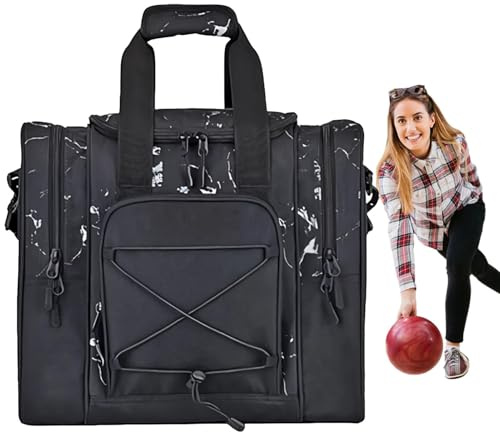 Bowlingtasche, Bowlingtaschen | Bowlingtasche mit 1 Kugel | Verstellbarer Gürtel, multifunktionales gepolstertes Handtuch, Schuhe, Bowlingtasche für Männer und Frauen, Schwarz, Se référer au