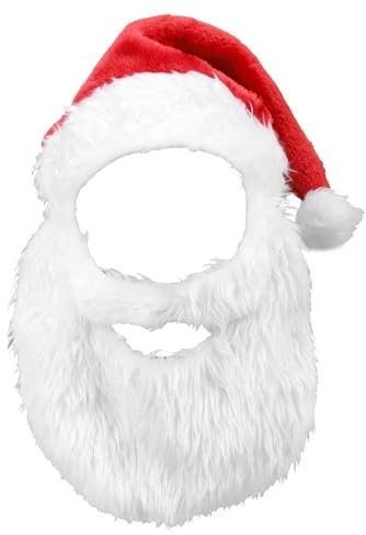 Weihnachtsmann Bart Und Mütze Set – Cosplay Perücke Und Bart | Atmungsaktives Weihnachtskostüm, Weiße Weihnachtsmannmütze Mit Bart, Bequemes Weihnachtsmannkostüm, Urlaubszubehör Für Erwachsene Und Fes