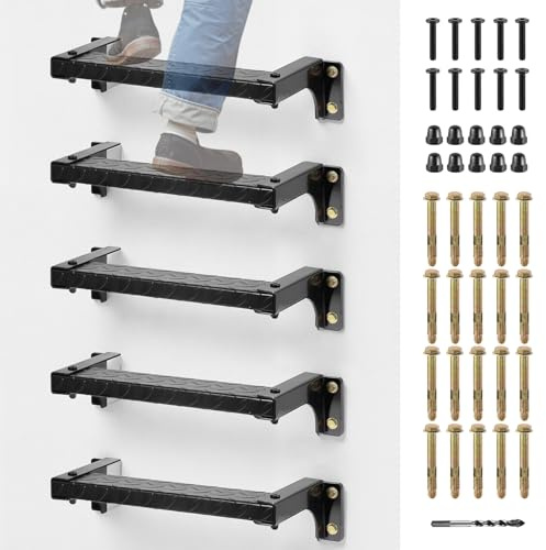 BEAMNOVA 5-Rung Window Well Egress Ladder, Wall-Mounted, 3.15 Inches Wide Rung, 7.9 Inches from Wall, 15.7 Inches Long, 3.2mm Think Iron, Weather Proof, Home Stepladders
