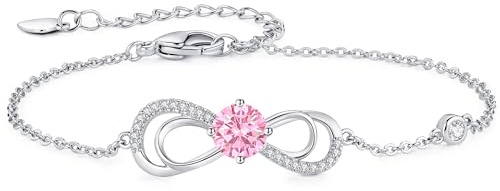 CDE Infinity Armband Damen Herz Geburtsstein Armkette Kristallen Armkette | Geschenke Schmuck für Muttertag Valentinstag Weihnachtsgeschenke Geburtstag Geschenke für Frauen Freundin Mama