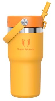 Sparrow Trinkflasche Edelstahl - Twistpath Thermosflasche mit Flex-Strohhalmdeckel - 620ml - BPA-frei Thermobecher & Auslaufsichere Thermoskanne - Kompatibel mit gängigen PKW-Getränkehaltern | Isolierbecher Thermosflasche Wasserflasche Autobecher, Auslaufsicher & Spülmaschinenfest, BPA-frei, Heiß & Kalt für Alltag
