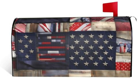 Copertura magnetica per cassetta postale patchwork con bandiera americana, resistente ed elegante, facile da installare per tutte le stagioni