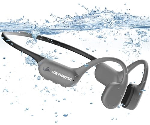 Guudsoud Auriculares conduccion osea Natacion,Auriculares de conducción ósea Bluetooth 5.4,IP68 Waterproof Swimming Pool Headphones MP3 Incorporado Memoria de 32 GB, para Correr y Andar en Bicicleta