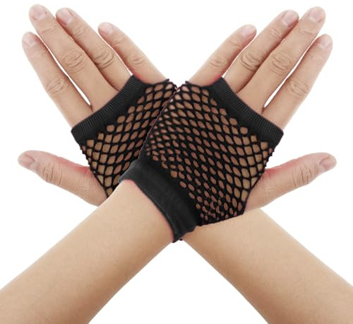 Lusofie Black Fishnet Gloves for Kids Women Halloween