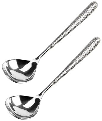 2 Pezzi Cucchiaio da Minestra, 20 cm Cucchiaio da Portata Cucchiai Acciaio Inox Cucchiai Tavola da Zuppa Per Cucina di Casa o Ristorante