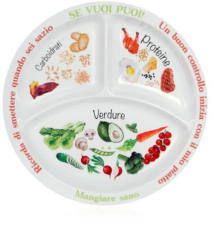 Yuecda Piatto di controllo porzioni per una dieta equilibrata - Piatto con dieta sana per adulti e adolescenti - suddivisioni in melamina, perdita di peso, diabetici