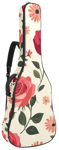 Gitarrentasche, 101,6 cm, 104,7 cm, 1 cm dick, Schaumstoff, weich gepolstert, für Akustik-, E-Bass, klassische Gitarre, rote Libelle mit roter, blauer und grüner Aquarellfarbe, Multicolor 08