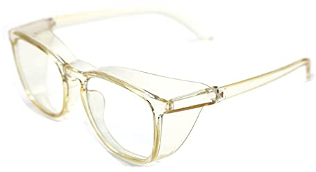 Gafas de seguridad, antivaho, antipolen, antipolvo, antiluz azul, con protectores laterales, resistentes a la flexión de las sienes, gafas de trabajo de seguridad para hombres y mujeres(Transparent ye