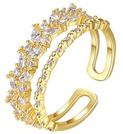 Tolldek Bague de fiançailles en or jaune 18 carats véritable, taille marquise, taille marquise, taille au 750, taille 47 à 65, or jaune 18 carats (750), Diamant
