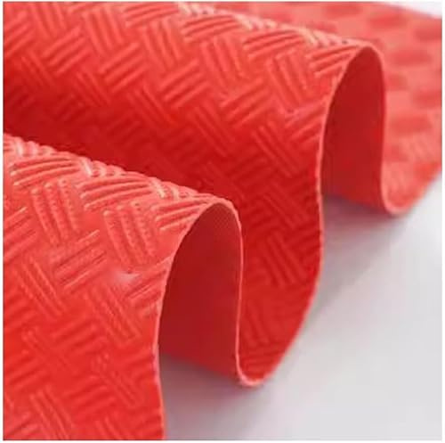 Tapete de Garaje Resistente en Rollo, Suelo de Vinilo Antideslizante con Textura Ondulada, Resistente al Agua y a Las Manchas, tapetes Rojos duraderos (1 x 7 m)