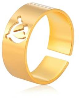 fycouyee Anello ornamento cavo falce martello 8MM aperto anello in acciaio inox