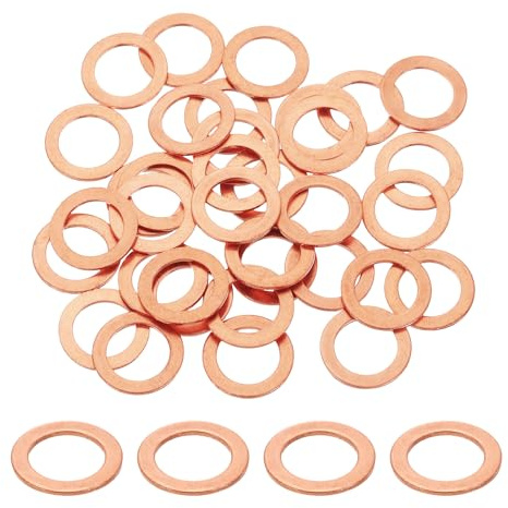 QUARKZMAN 75Pc Rondella Piatta M12 Rondella Di Rame Diametro Interno 12mm | Diametro Esterno 18mm, Spessore 1mm, Guarnizione Di Rame Schiacciabile Metrica, Guarnizioni Di Tenuta
