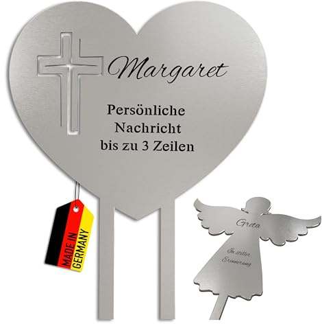 Customdo Kruzifix Grabschmuck aus Edelstahl Grabstecker - Grabkreuz Verschiedene Designs mit Name Bild Motiv personalisiert - Grab Deko selbst gestalten für Garten Friedhof Abschied Trauer Mensch