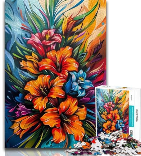 Teenager Puzzles Graffiti Art Gladiolus Flower Jigsaw Puzzles for Adults,Educational Game for Birthday, Chrismas for And 14 Years Old 38x26cm