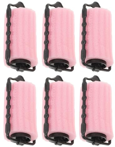 Gros Bigoudis Cheveux en Mousse Rose 6pcs, Rouleaux Coiffants sans Chaleur | Boucles sans Chaleur, Usage Polyvalent sur Cheveux Mouillés, Plastique et Éponge pour Femmes Professionnelles