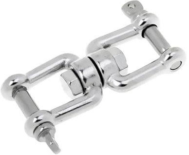 Conector de cadena de ancla de acero inoxidable plateado marino con mordaza giratoria y doble grillete - Conector de cadena de ancla giratorio M6 for barco