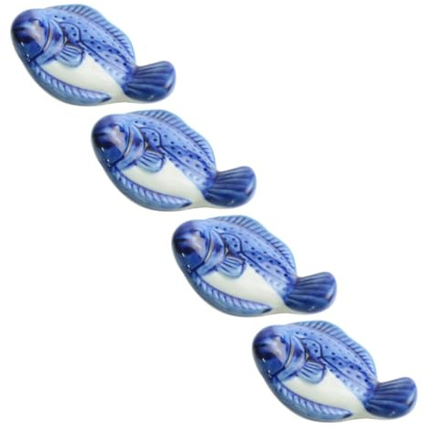 DINHEAROM 4pcs Ceramic Chopstick Rests Fish Shape Cutlery Holder Lightweight Portable Tableware Organizer for Home Kitchen Dining Decor