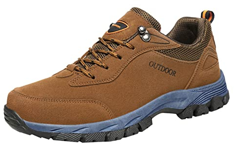 Scarpe da trekking da uomo in pelle scamosciata, sneakers da uomo estive senza lacci, scarpe da ginnastica fitness per il tempo libero, scarpe da passeggio leggere, scarpe ultraleggere, marrone, 47 EU