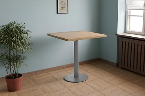 SAM Bistrotisch Joan 60x60 cm Eiche Säulengestell rund Silber