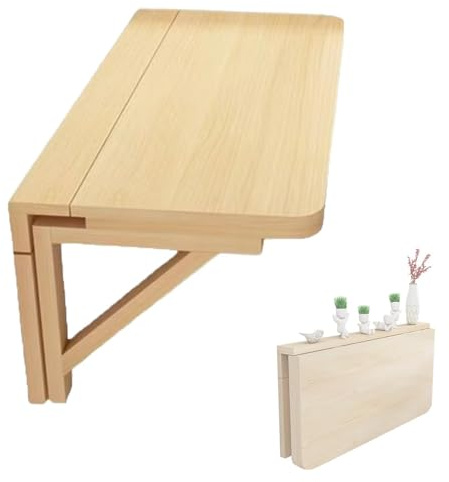 ZIUSFAC 60cm 80cm Mensola da Muro Banco da Lavoro Pieghevole in Legno Massiccio Scrivania Galleggiante Tavolino A Muro Pieghevole Tavolo da Pranzo(50x30cm/19.7x11.8in)