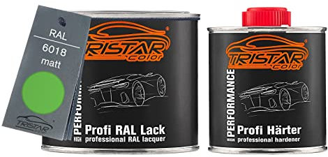 TRISTARcolor RAL 6018 Gelbgrün matt 2K Autolack 0,75 Liter / 750 ml Dose inkl. Härter