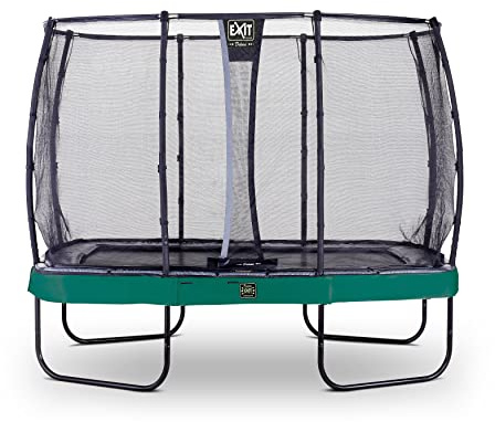 EXIT Toys Elegant Premium Rechteckiges Trampolin - 214x366cm - Deluxe Sicherheitsnetz - Extra Starker und Stabiler Rahmen - Lange Federn - Rostfrei - Einfache Montage - Luxuriöse Ausführung - Grün