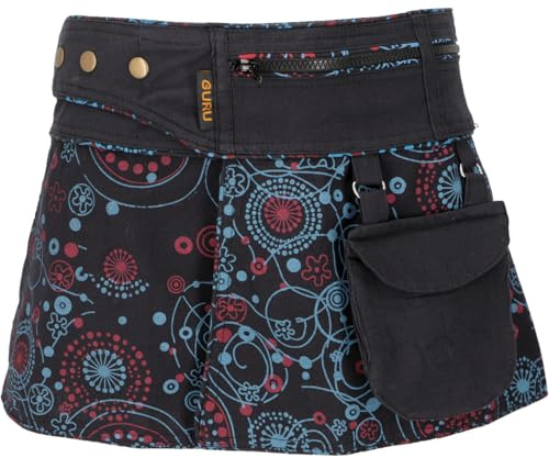 GURU SHOP Wickelrock Cacheur mit Sidebag, Damen, Baumwolle, Mini | Super kurzer Minirock, Slim-Passform, verstellbare Größe, praktische Reißverschlusstaschen für Essentials.
