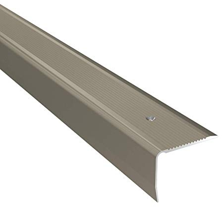 Aluminium Stair Nosing Edge Grooved Rubust Trim Step Nose Edging -1.20M TMW Profiles (Titanium)