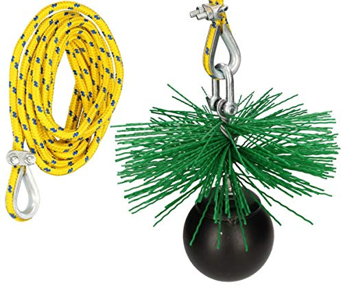 KOTARBAU Schornsteinbesen Set Aus Kunststoff Alle Größen Kaminbesen Plewa Keramik Edelstahl Rohr Zuggewicht Zugseil Rußbesen Kaminbürste Reinigungsset (175 mm, Seillänge - 5 m)