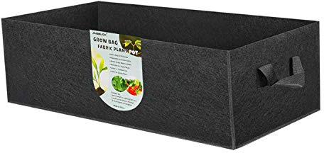 ANGELIOX 1 Pack 38 Gallon Grow Bags, 400g Thickened Nonwoven Fabric Raised Garden Bed Square Flower Planter Containers for Carrot Onion,Flowers,Fruit/Growing Pots with Handles(120x60x20cm)