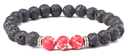 Kim Johanson Perlenarmband *Chakra* aus Onyx & Lavastein mit Jaspis Perle I Partner Armband I Energiearmband I Freundschaftsarmband in Schwarz I Geschenk für Paare inkl. Beutel