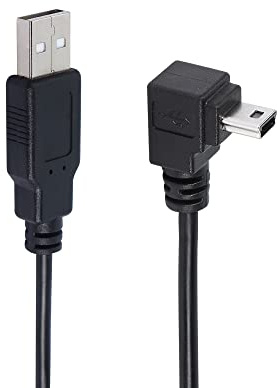 QIANRENON 90 Degree Mini USB to USB 2.0 Extension Cable Mini 5pin USB B Male Right Angle to USB 2.0 Male Data GPS Devices Cable 1.5m(Down Angle)