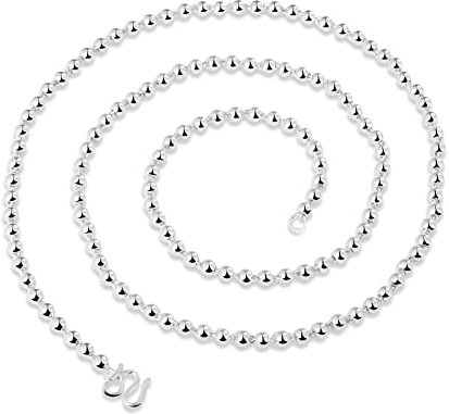 Beydodo Kette Herren 925 Silber 50CM, 5MM Bead-Kette mit Hakenverschluss Halskette ohne Anhänger Freundschaftskette Partnerkette für Männer Jugend