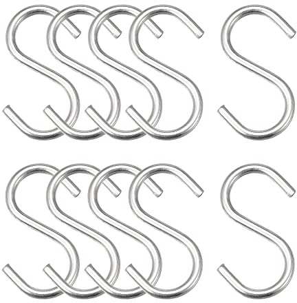 sourcing map S-Haken, 4 cm lang, Edelstahl, zum Aufhängen von Gegenständen in Küche, Garten, Bad, Garage, 10 Stück