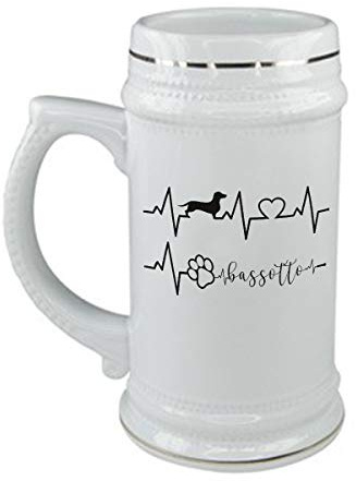 bubbleshirt Boccale da birra Compleanno - elettrocardiogramma bassotto - dog - love - idea regalo
