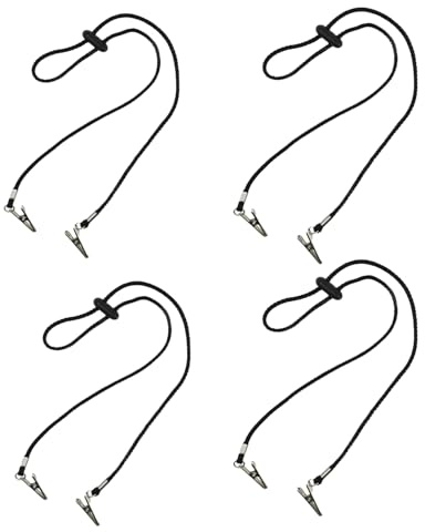 Vastsea 4 Stück Serviettenhalter Lanyard, Serviettenkettchen Verstellbar Lanyard, Serviettenkette mit Clip, Kette Flexible Lanyard, gelten für ältere Menschen Erwachsene, Restaurant,Familie(Schwarz)