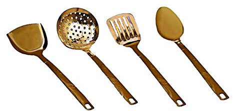 Brass Steel Cookware Set | Serving Spoons| Cooking Spoons| Kitchen Tools| Cooking Ware | Kitchen Utensils | By Indian Collectible