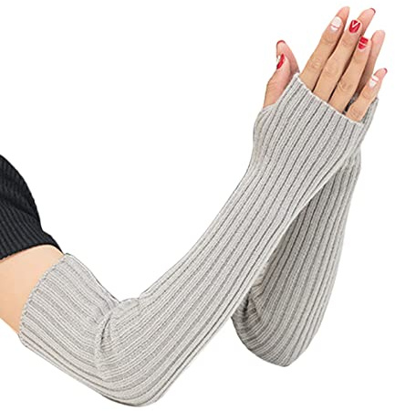 SUNTRADE Fingerlose Strickhandschuhe für Damen und Mädchen, weich, dehnbar, lange Handschuhe