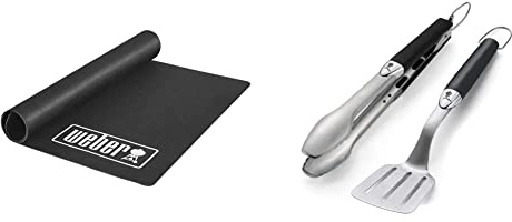Weber 18280 Grillmatte 180x100 cm, Schwarz & 6645 Original Portable 2-Piece Stainless Steel Tool Set
